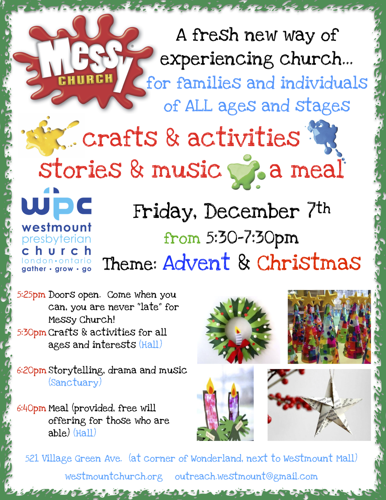 Poster - Dec 2018 Messy Church Advent-Christmas - Westmount ...