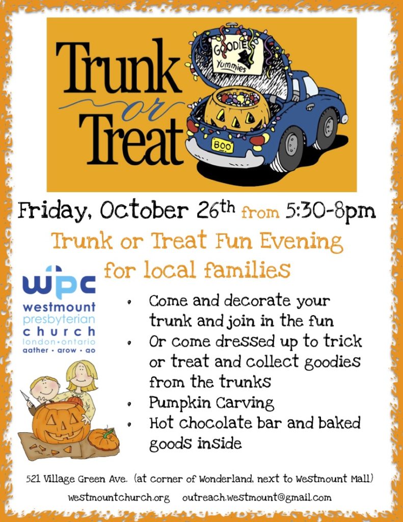 Oct 26 - Trunk or Treat Fun Evening for local families - Westmount ...